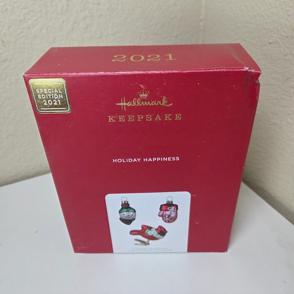Hallmark Keepsake 2021 Holiday Happiness Special Edition Christmas Ornament Set